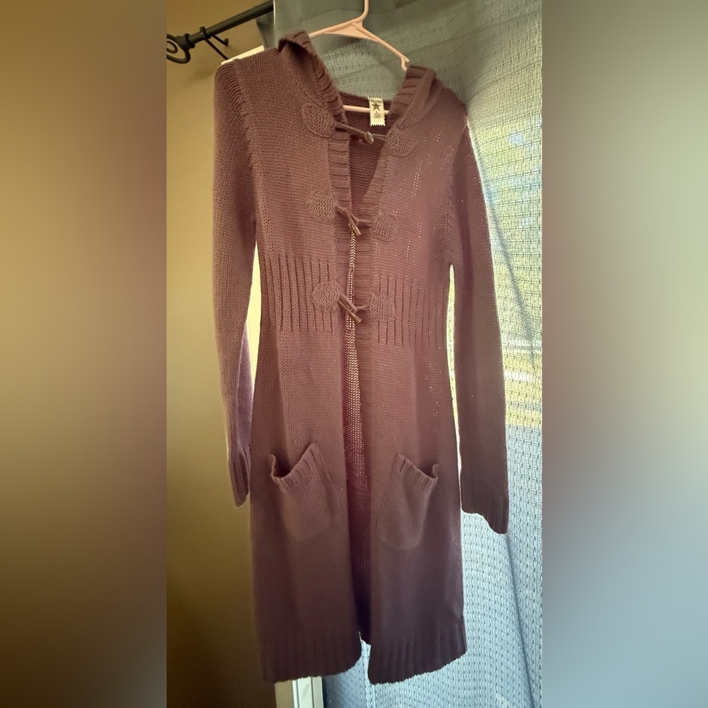 Purple Knit Y2K Cardigan Sweater with Toggle Buttons